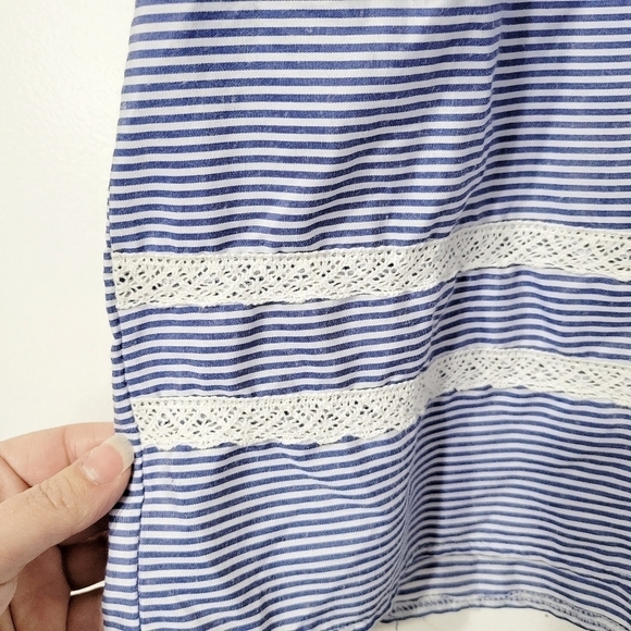 Zara Blue and White Pinstripe Sleeveless Midi Dress Size M - Picture 6 of 7